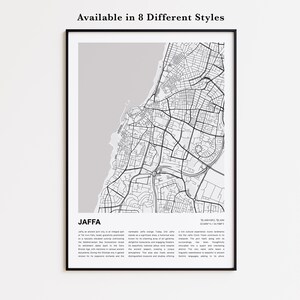Mapa de Jaffa impreso, Mapa turístico de Jaffa, Arte decorativo de pared de Jaffa, Jaffa Tel Aviv, Regalo de inauguración de casa