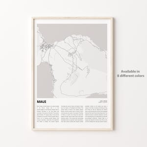 Maui Map Print, Maui Travel Map, Maui Wall Decor Art, Maui Hawaii, Housewarming Gift
