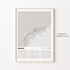 Impression de carte de Papeete, carte de voyage de Papeete, art déco murale Papeete, Papeete îles du Vent, cadeau de pendaison de crémaillère