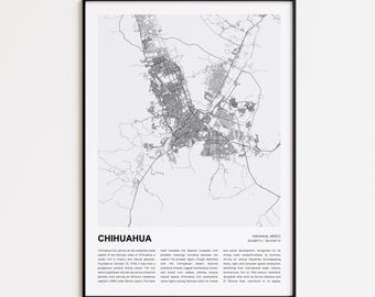 Mapa de Chihuahua, Mapa de viaje de Chihuahua, Decoración de pared de Chihuahua, Chihuahua, Regalo para inauguración de casa