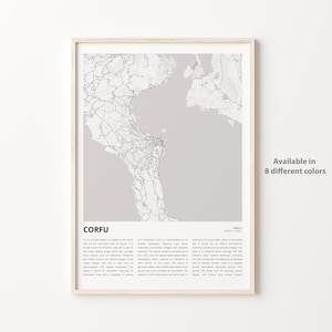 Korfu Karte, Reisekarte, Wanddekor, Housewarminggeschenk