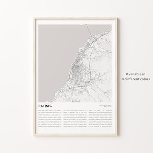 Patras Karte Drucken, Patras Karte, Patras Wanddekor Kunst, Patras West Griechenland, Housewarming Geschenk