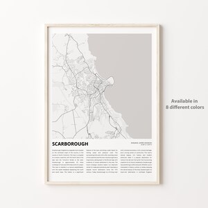 Scarborough Map Print, Scarborough Travel Map, Scarborough Wall Decor Art, Scarborough England, Housewarming Gift