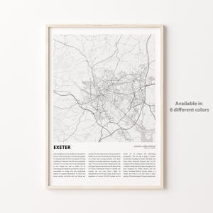 Exeter Karte, Exeter Karte, Exeter Wand Kunst, Exeter England, Housewarming Geschenk