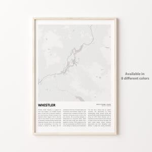 Impresión de mapa de Whistler, mapa de viaje de Whistler, arte de decoración de pared de Whistler, Whistler Columbia Británica, regalo de inauguración de la casa