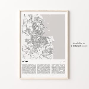 Doha Map Print, Doha Travel Map, Doha Wall Decor Art, Doha , Housewarming Gift