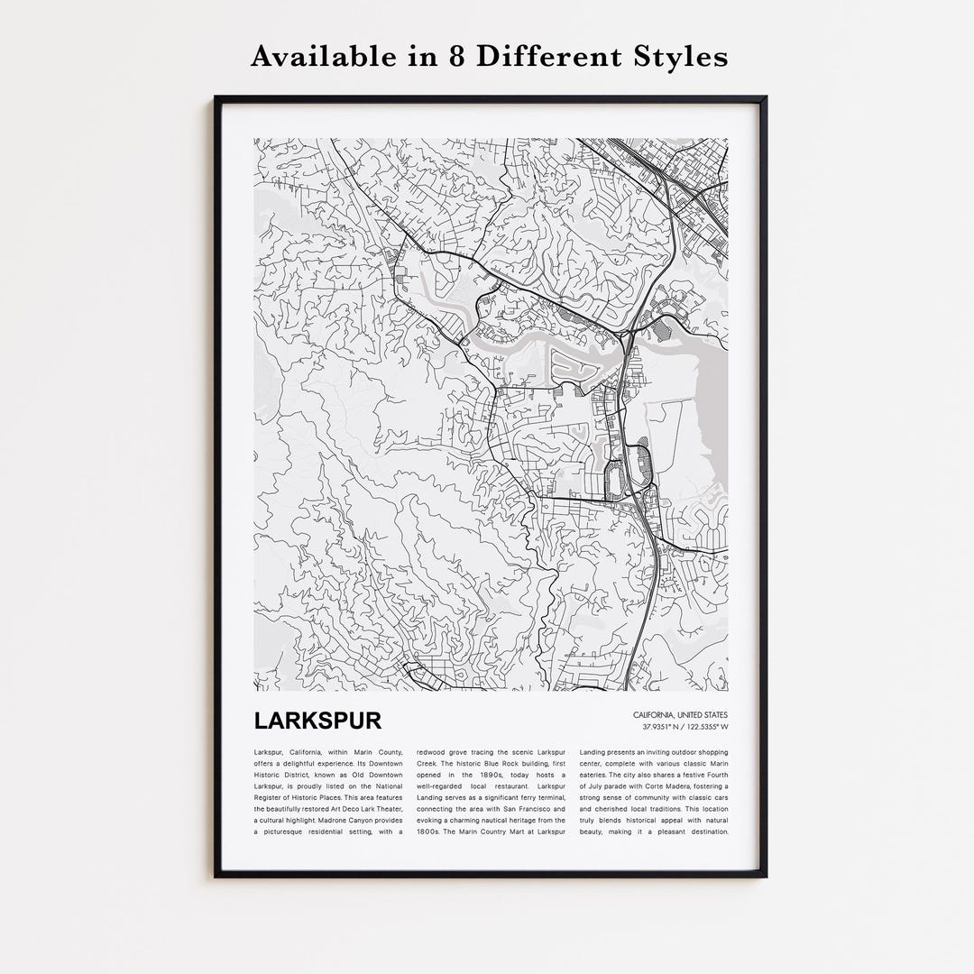 Larkspur Map Print Larkspur Travel Map Larkspur Wall Decor Art Il 42l3 