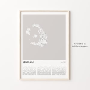 Impression de carte de Santorin, carte de voyage, décoration murale, cadeau de pendaison de crémaillère