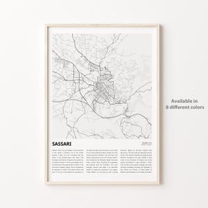 Sassari Map Print, Sassari Travel Map, Sassari Wall Decor Art, Sassari Sassari, Housewarming Gift