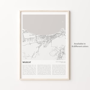 Muscat Map Print, Muscat Travel Map, Muscat Wall Decor Art, Muscat Muscat Governorate, Housewarming Gift