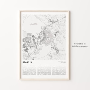 Brasília Map Print, Brasília Travel Map, Brasília Wall Decor Art, Brasília Federal District, Housewarming Gift