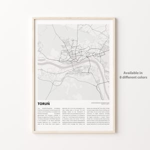Toruń Map Print, Toruń Travel Map, Toruń Wall Decor Art, Toruń Kuyavian-Pomeranian Voivodeship, Housewarming Gift