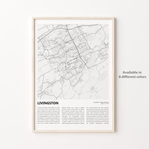 Livingston Karte Drucken, Livingston Reisekarte, Livingston Wanddekor Kunst, Livingston Schottland, Housewarming Geschenk