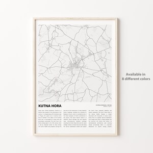 Impresión de mapas de Kutna Hora, mapa de viaje de Kutna Hora, arte de decoración de pared de Kutna Hora, Boho central de Kutna Hora, regalo de bienvenida