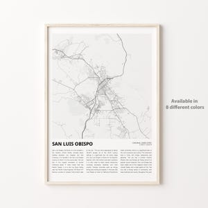 Impression de carte San Luis Obispo, carte de voyage San Luis Obispo, art déco murale San Luis Obispo, San Luis Obispo Californie, cadeau de pendaison de crémaillère