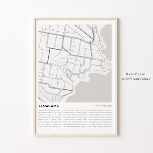 Tamarama Map Print, Tamarama Travel Map, Tamarama Wall Decor Art, Tamarama New South Wales, Housewarming Gift