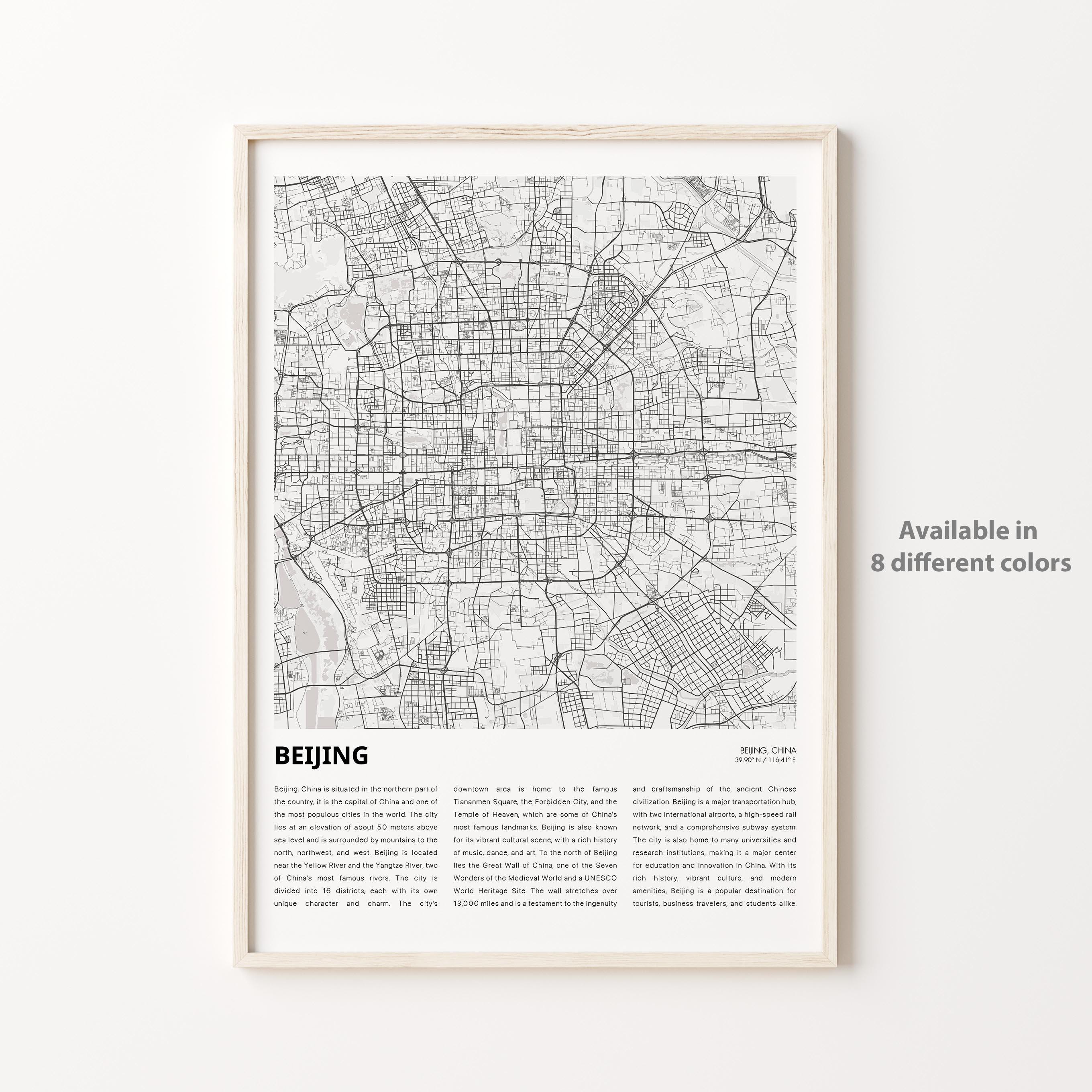 Beijing Map Print, Beijing Travel Map, Beijing Wall Decor Art, Beijing Beijing, Housewarming Gift Personalized Map poster Print