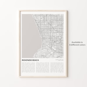 Impression de carte de Redondo Beach, carte de voyage de Redondo Beach, art déco murale Redondo Beach, Redondo Beach en Californie, cadeau de pendaison de crémaillère