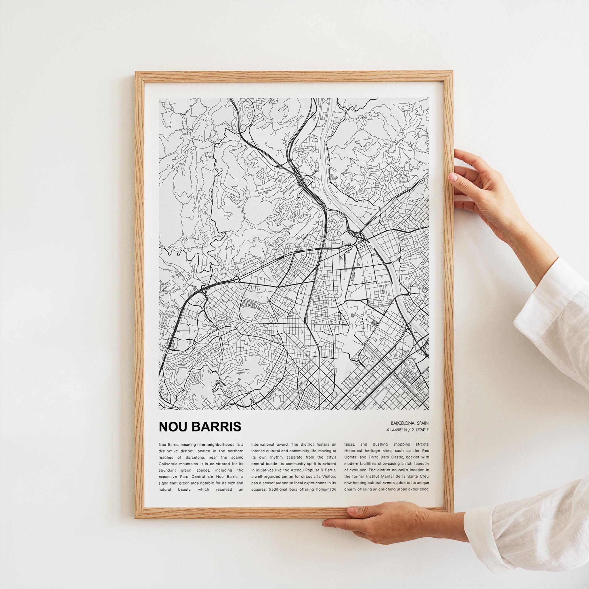 Nou Barris Map Print, Nou Barris Travel Map, Nou Barris Wall Decor Art ...