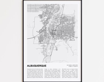 Albuquerque Map Print, Albuquerque Travel Map, Albuquerque Wall Decor Art, Albuquerque New Mexico, Housewarming Gift