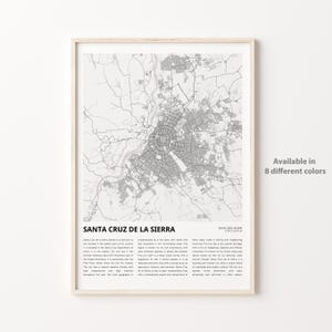 Santa Cruz de la Sierra Map Print, Santa Cruz de la Sierra Travel Map, Wall Decor Art, Santa Cruz de la Sierra Santa Cruz