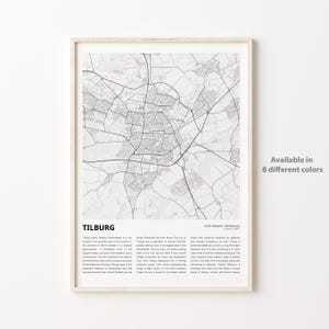 Tilburg Karte Druck, Tilburg Reisekarte, Tilburg Wanddekor Kunst, Tilburg Nordbrabant, Housewarming Geschenk