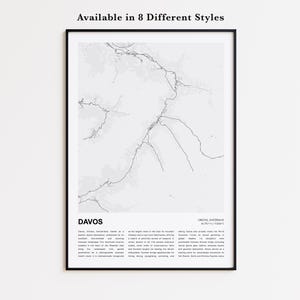 Davos Map Print, Davos Travel Map, Davos Wall Decor Art, Davos Grisons, Housewarming Gift