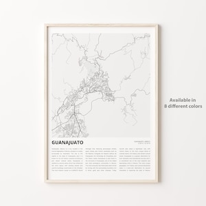 Guanajuato Map Print, Guanajuato Travel Map, Guanajuato Wall Decor Art, Guanajuato Guanajuato, Housewarming Gift