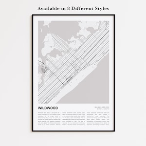 Wildwood Map Print, Wildwood Travel Map, Wildwood Wall Decor Art, Wildwood New Jersey, Housewarming Gift image 1
