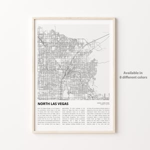Impression de carte du nord de Las Vegas, carte de voyage du nord de Las Vegas, art déco murale North Las Vegas, North Las Vegas Nevada, cadeau de pendaison de crémaillère