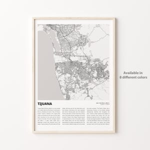 Tijuana Map Print, Tijuana Travel Map, Tijuana Wall Decor Art, Tijuana Baja California, Housewarming Gift