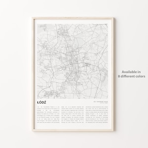 Łódź Karte Druck, Łódź Reisekarte, Łódź Wanddekor Kunst, Łódź Woiwodschaft Łódź, Einweihungsgeschenk