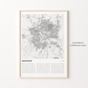 Bagdad Karte Drucken, Bagdad Reisekarte, Bagdad Wanddekor Kunst, Bagdad, Housewarming Geschenk Personalisierter Kartendruck