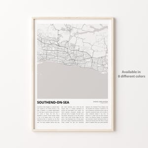 Southend-on-Sea kaartafdruk, Southend-on-Sea reiskaart, Southend-on-Sea Wall Decor Art, Southend-on-Sea Engeland, housewarmingcadeau