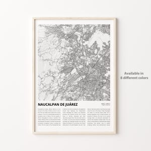 Naucalpan de Juárez Map Print, Naucalpan de Juárez Travel Map, Naucalpan de Juárez Wall Decor Art, Naucalpan de Juárez Mexico