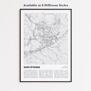 Saint-Étienne Map Print, Saint-Étienne Travel Map, Saint-Étienne Wall Decor Art, Saint-Étienne Loire, Housewarming Gift