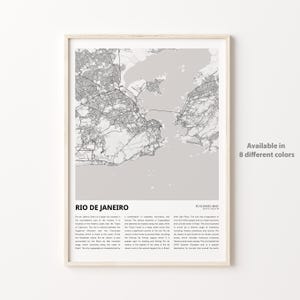 Rio de Janeiro Map Print, Rio de Janeiro Travel Map, Rio de Janeiro Wall Decor Art, Rio de Janeiro Rio de Janeiro, Housewarming Gift