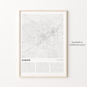Auburn Map Print, Auburn Map Print, Reise Karte, Auburn Wand Kunst, Auburn Alabama, Einzugsgeschenk Personalisierte Karte