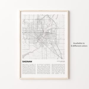 Saginaw Map Print, Saginaw Travel Map, Saginaw Wall Decor Art, Saginaw Michigan, Housewarming Gift