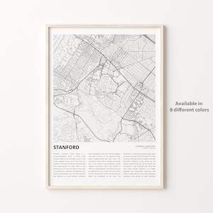 Stanford Map Print, Stanford Travel Map, Stanford Wall Decor Art, Stanford California, Housewarming Gift