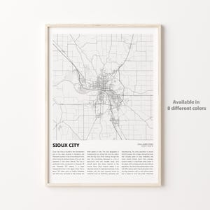 Sioux City Map Print, Sioux City Travel Map, Sioux City Wall Decor Art, Sioux City Iowa, Housewarming Gift