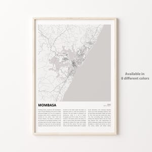 Mombasa Map Print, Mombasa Travel Map, Mombasa Wall Decor Art, Mombasa , Housewarming Gift
