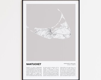 Nantucket Karte Drucken, Nantucket Reisekarte, Nantucket Wanddekor Kunst, Nantucket Massachusetts, Housewarming Geschenk
