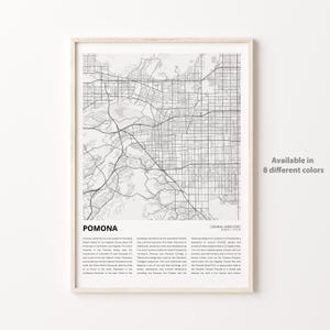 Pomona Map Print, Pomona Travel Map, Pomona Wall Decor Art, Pomona California, Housewarming Gift