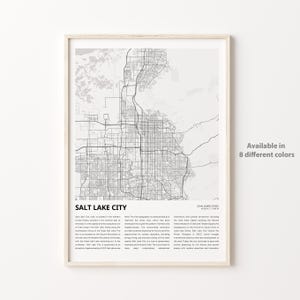 Salt Lake City Map Print, Salt Lake City Travel Map, Salt Lake City Wall Decor Art, Salt Lake City Utah, Housewarming Gift