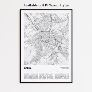 Basel Map Print, Basel Travel Map, Basel Wall Decor Art, Basel Basel-Stadt, Housewarming Gift Personalized Map poster print