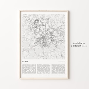 Pune Map Print, Pune Travel Map, Pune Wall Decor Art, Pune Maharashtra, Housewarming Gift
