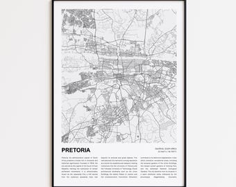 Pretoria Karte, Pretoria Karte, Pretoria Karte, Wand Kunst, Pretoria Gauteng, Housewarming Geschenk