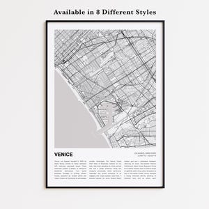 Venice Map Print, Venice Travel Map, Venice Wall Decor Art, Venice Los Angeles, Housewarming Gift