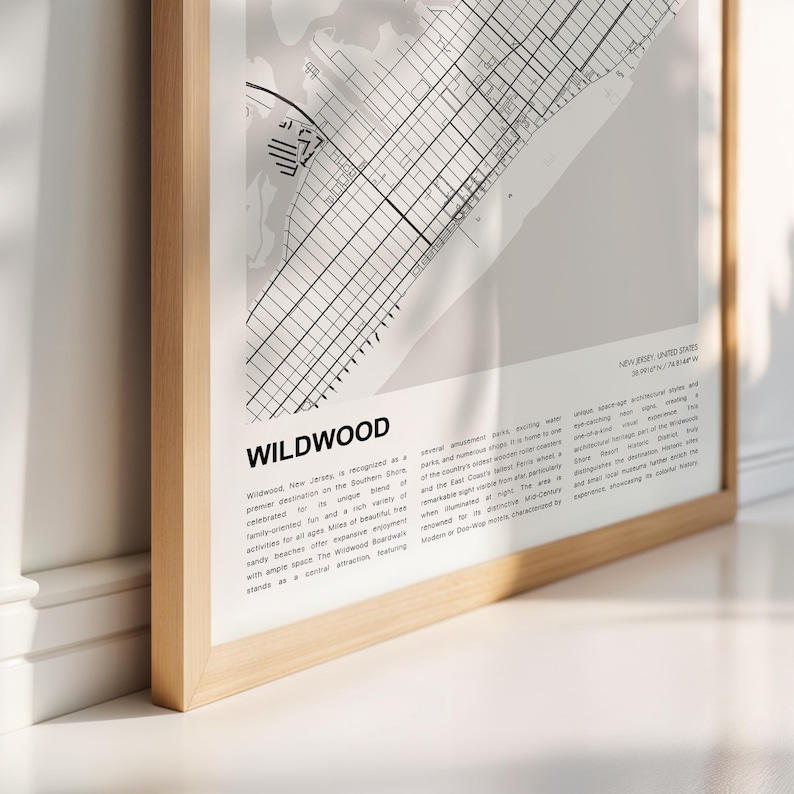 Wildwood Map Print, Wildwood Travel Map, Wildwood Wall Decor Art, Wildwood New Jersey, Housewarming Gift image 4